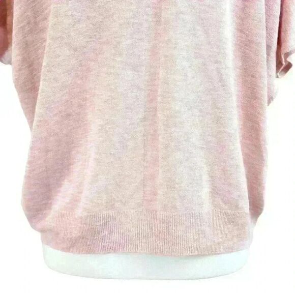 Ellen Tracy Pink Knit Crew Neck Sweater Short Dolman Sleeves SIze Large - Picture 7 of 7